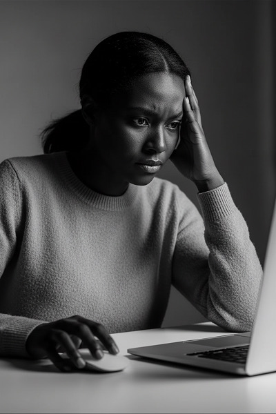 Person frustrated with broken online form